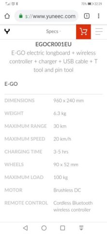 Električni skateboard longboard YUNEEC e-go